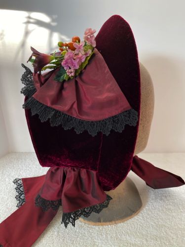 1860s-cloth-covered-bonnet-wine-with-black lace8